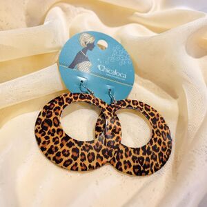 Leopard Print Hoop Earrings, Oversized Animal Print Earrings, Boho Jewelry